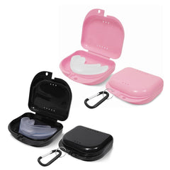4-piece Aligner & Retainer Case Set in Pink and Black with Carabiners - Odorless, Vent Holes, 3.14x3.07x1.1 in