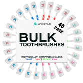Bulk 40-pack toothbrushes with cap covers, individually wrapped
