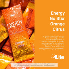 4Life Energy Go Stix ingredients chart notes guarana, yerba mate, and green tea caffeine sources.