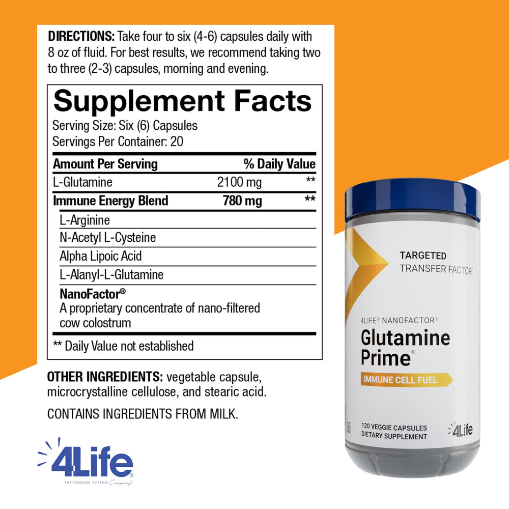 Close-up highlighting glutamine and NanoFactor ingredients