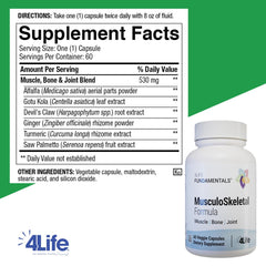 Illustration highlighting bones, joints, and muscles supported by the Musculoskeletal Formula