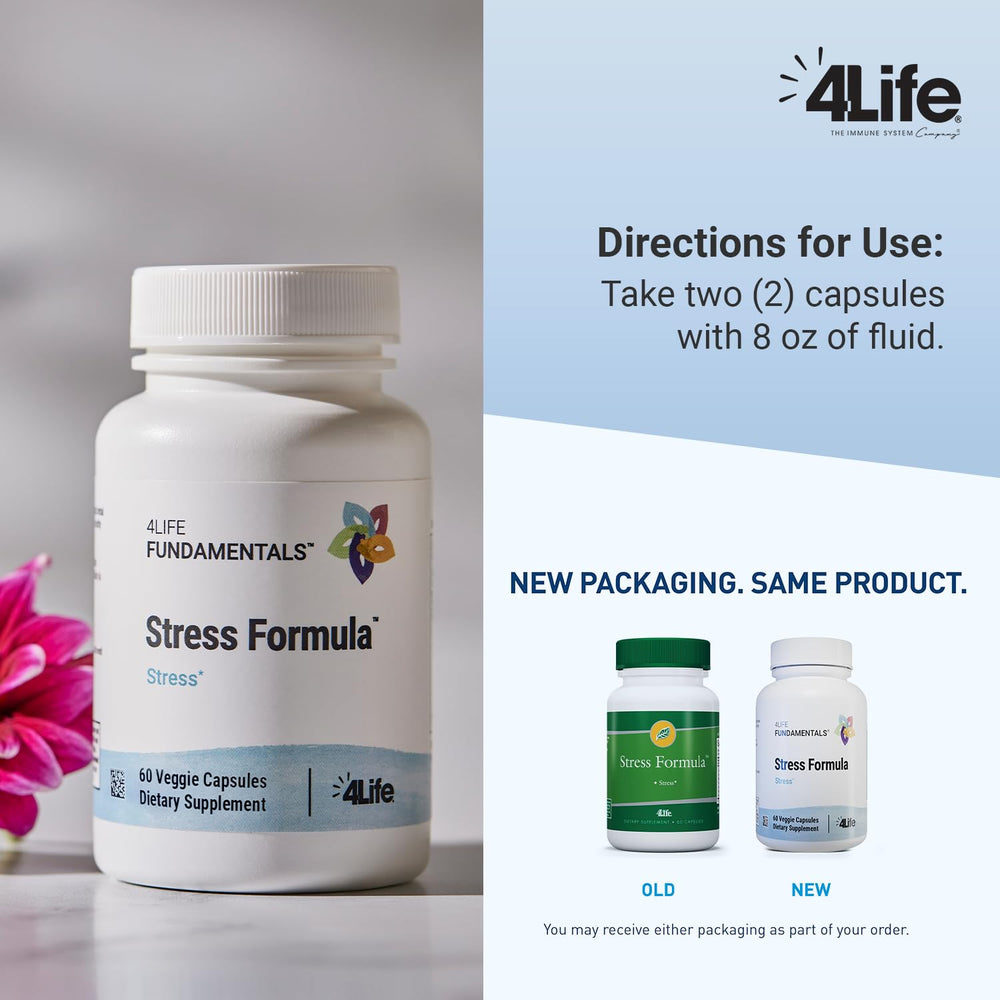 Back label showing supplement facts for 4Life Stress Formula