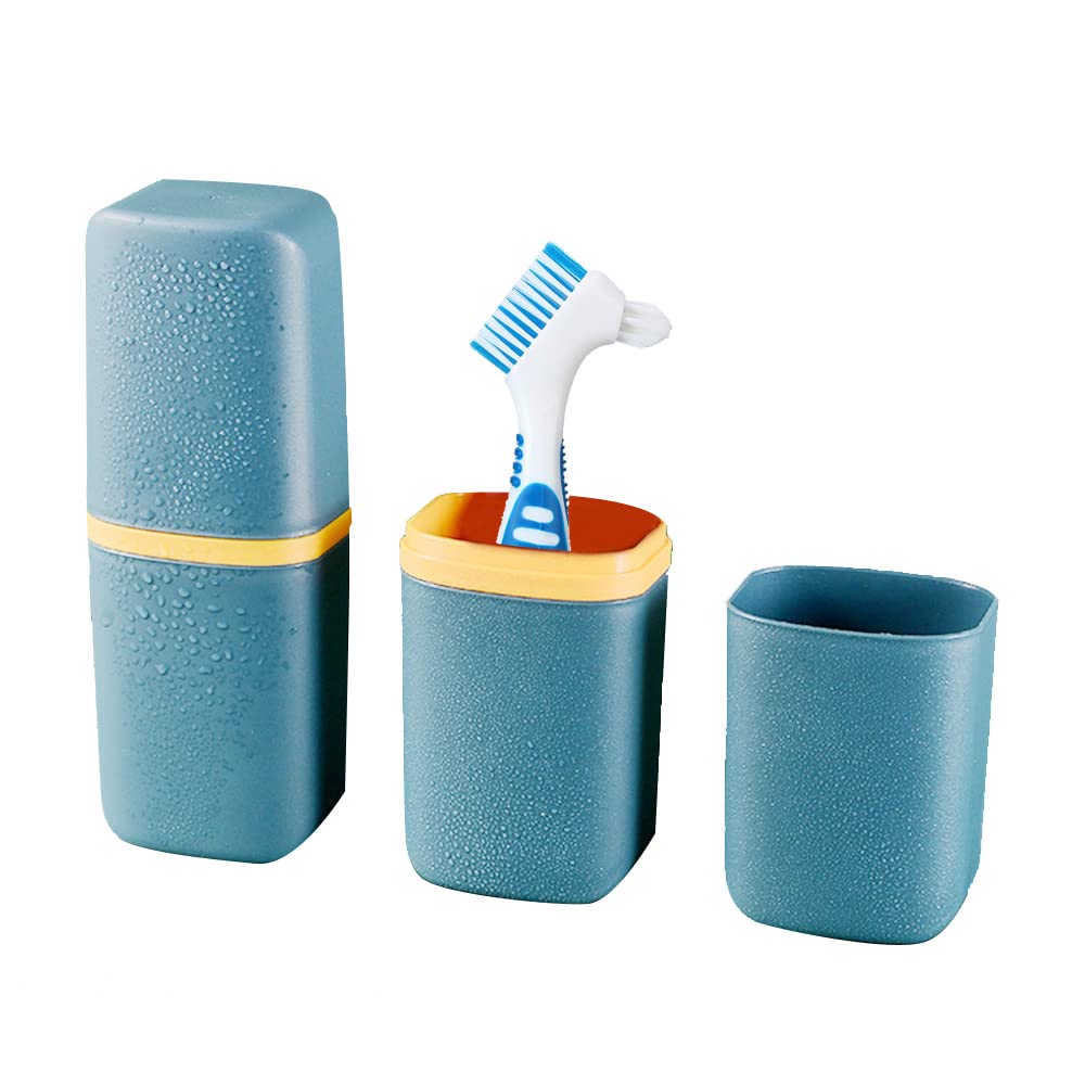 Close up of hard double-sided brush heads for dentures