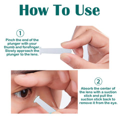 Silicone suction cup contact lens remover tool for hard lenses