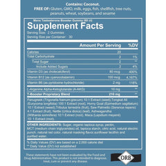 4 Your Wellness testosterone gummies bottle back emphasizes vegan, gluten-free credentials for clean daily use.