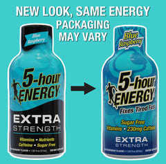 Back view showing ingredients on 5-hour ENERGY Blue Raspberry