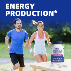 Lifestyle shot with the magnesium complex bottle on a clean surface