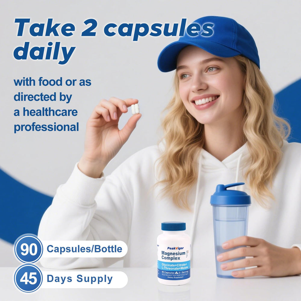 Graphic showing magnesium glycinate, citrate, malate, L-Threonate with Vitamin B6