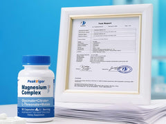 Label detail highlighting gluten-free and third-party tested