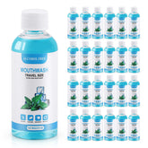 Bulk pack of 50 travel-size mouthwash bottles, 80ml each, mint flavor