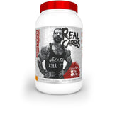 5% Nutrition Rich Piana Real Carbs canister label highlights real-food carbs for steady energy