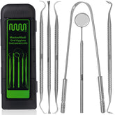 Six-piece stainless steel dental tools kit with case