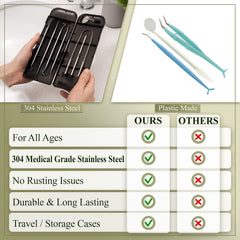 Complete 6-piece dental cleaning kit in protective case