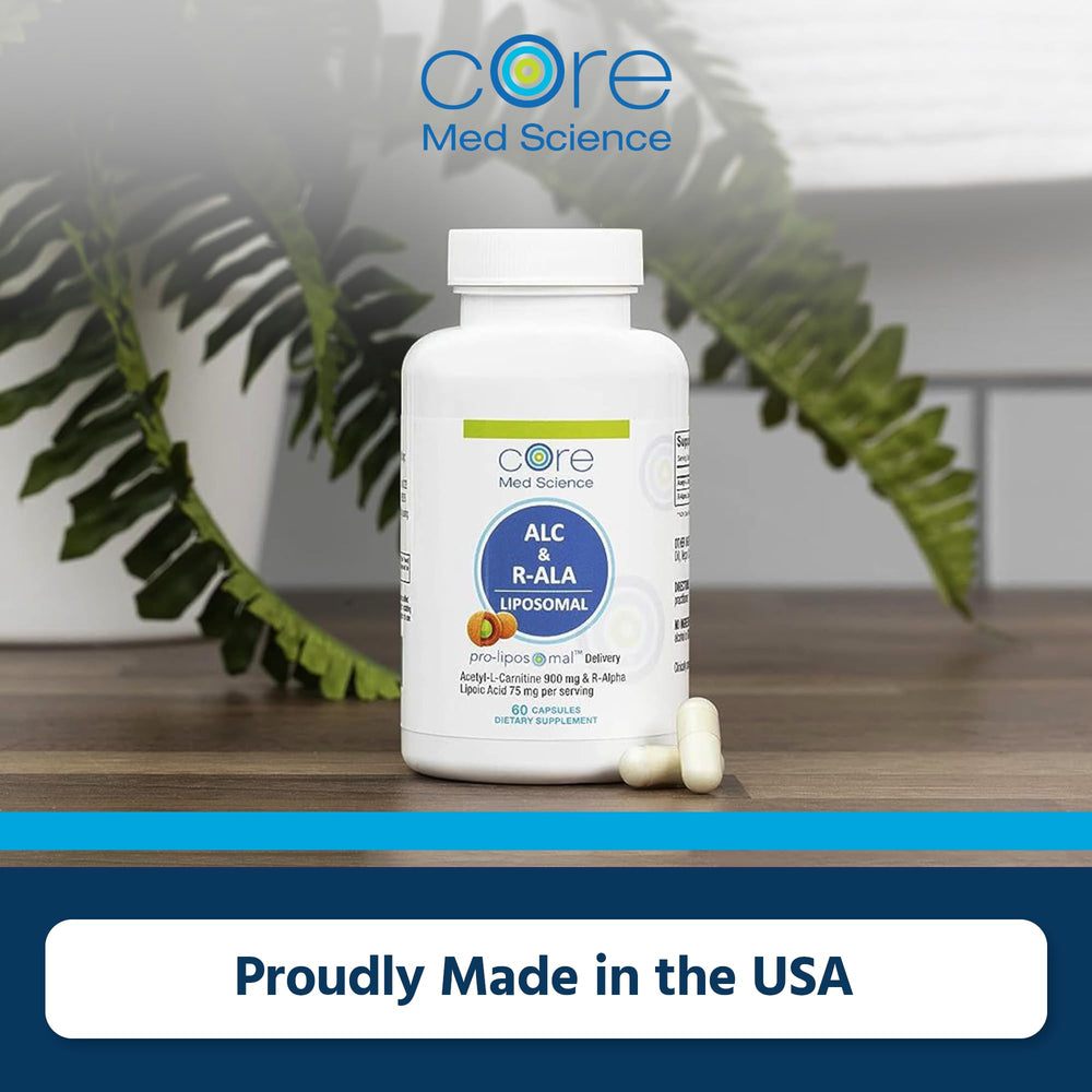 Front packaging of Core Med Science Liposomal ALC & R-ALA 60 capsules