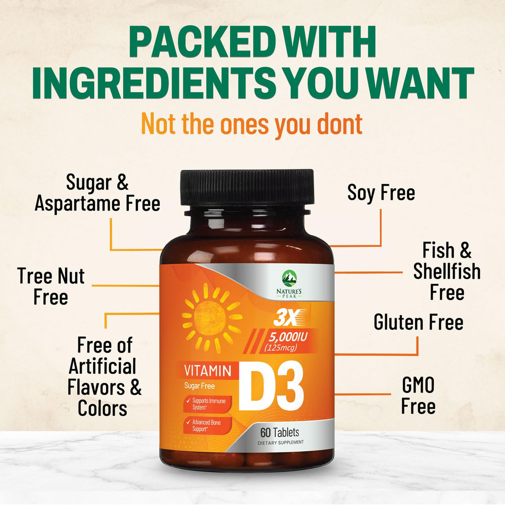 60 chewable Vitamin D3 5000 IU tablets