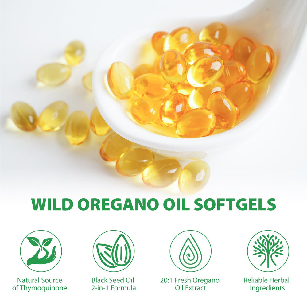 60-day supply visual for oregano oil with black seed oil