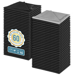 60-pack Japanese-style microfiber glasses cleaning cloths in dark gray and white