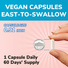 Bottle displaying 60 vegan capsules