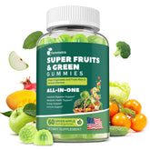 Front view of the 61-in-1 Super Greens Daily Gummies bottle in green apple flavor