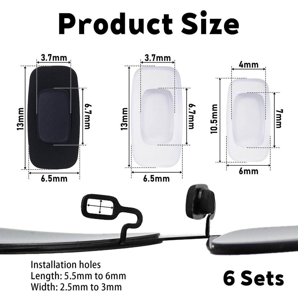 Close-up of slip-on nose pads for eyeglasses