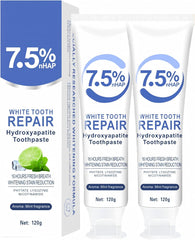 Bottle of 7.5% hydroxyapatite toothpaste with mint flavor