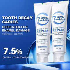 Tube of 7.5% hydroxyapatite toothpaste showing label