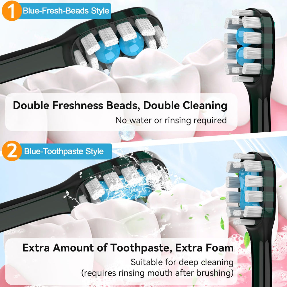 All-in-1 oral care design: brush, bead, toothpick, flosser, tongue cleaner