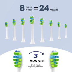Eight replacement brush heads for 7AM2M sonic toothbrush
