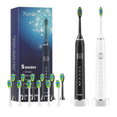 7AM2M Sonic Electric Toothbrush in black and white - front view