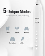 Six replacement brush heads included with 7AM2M toothbrush