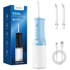 7AM2M portable water flosser in light blue – front view
