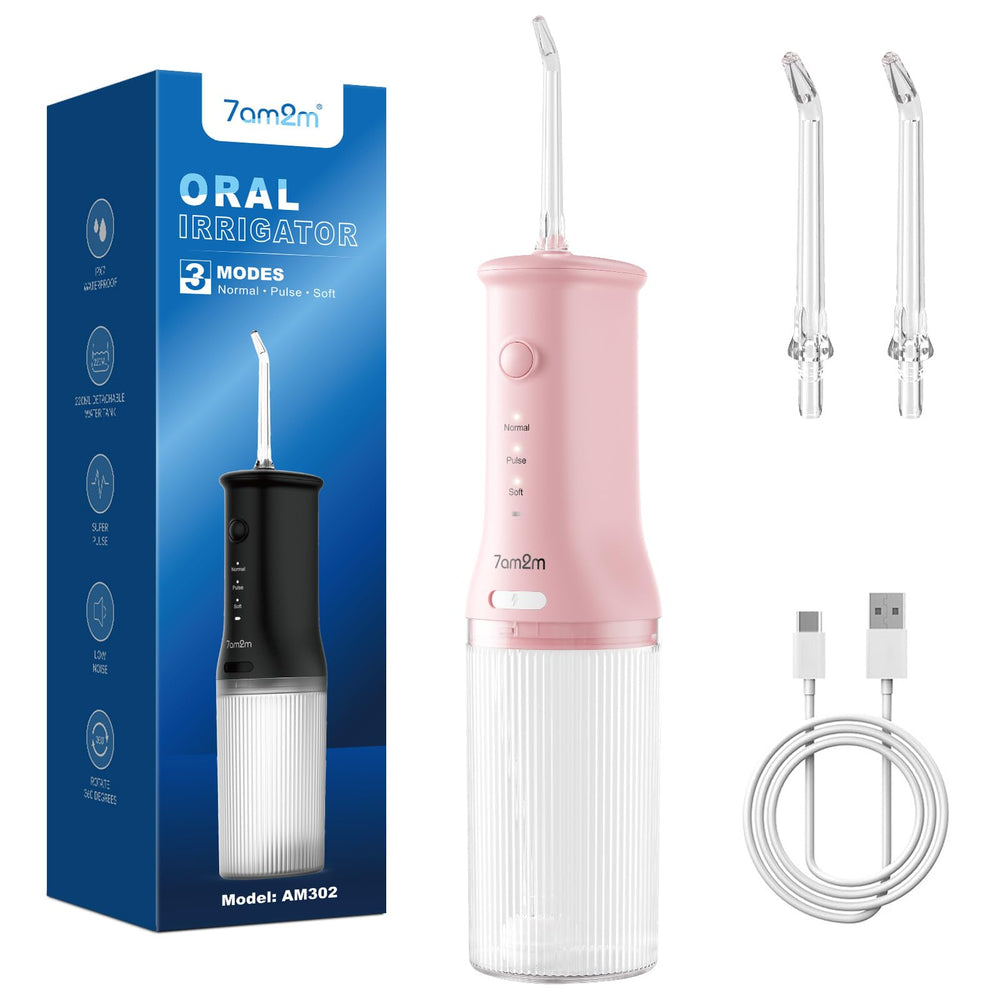 7AM2M Portable Water Flosser Pink front view
