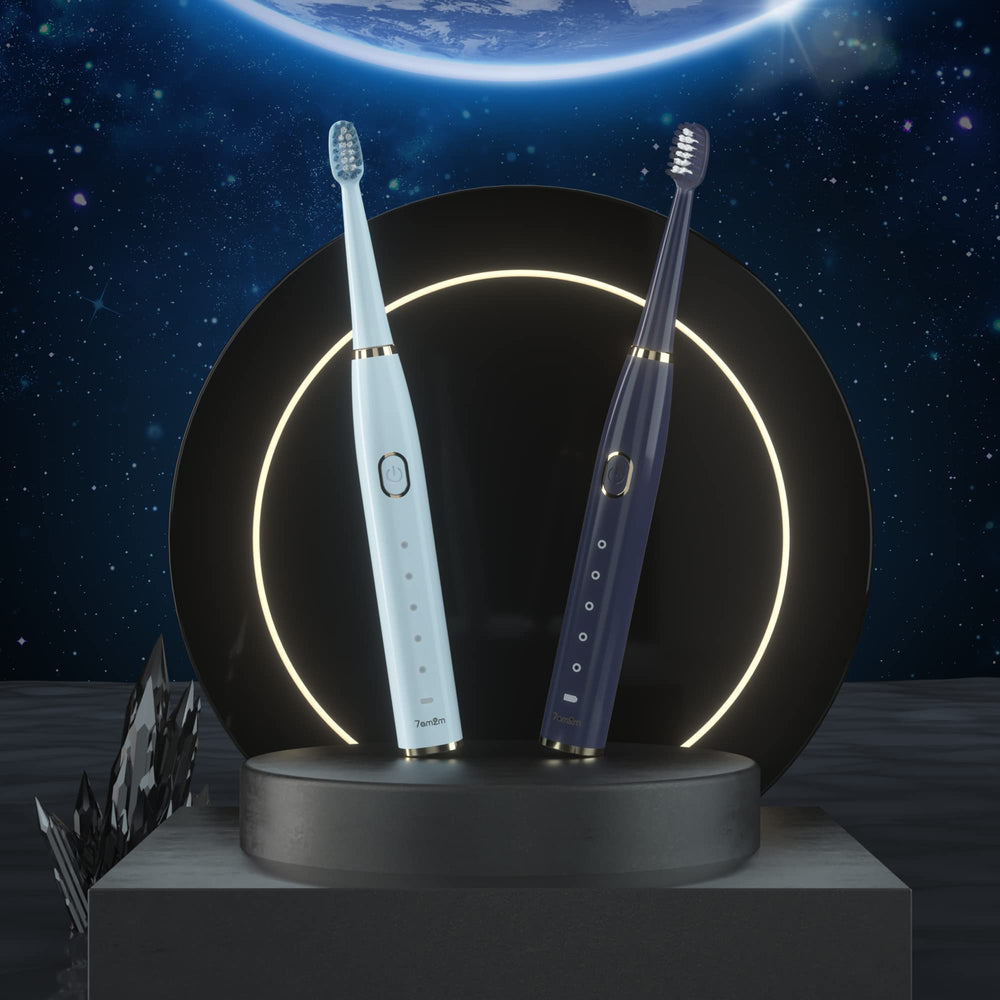 7AM2M toothbrush in use with blue body