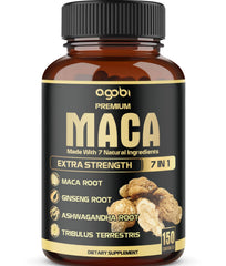 Bottle front view of 7in1 Premium Maca Root Capsules, 150 count
