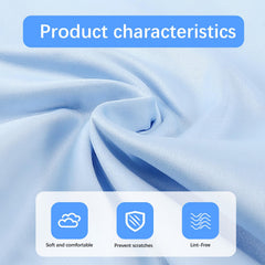 80-pack microfiber cleaning cloths in light blue for glasses