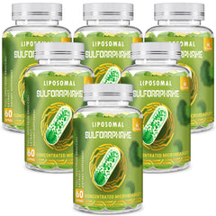 Front view of 800 mg Liposomal Sulforaphane bottle with 360 softgels