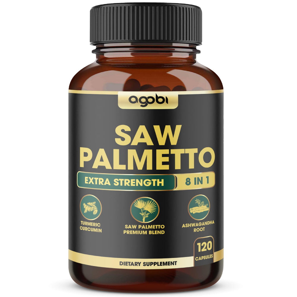 Front view of 8in1 Saw Palmetto Prostate Support bottle with label