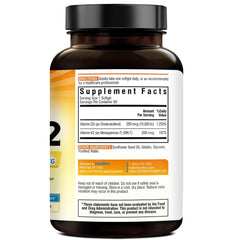 90-day supply label on Vitalibre D3 K2 softgels