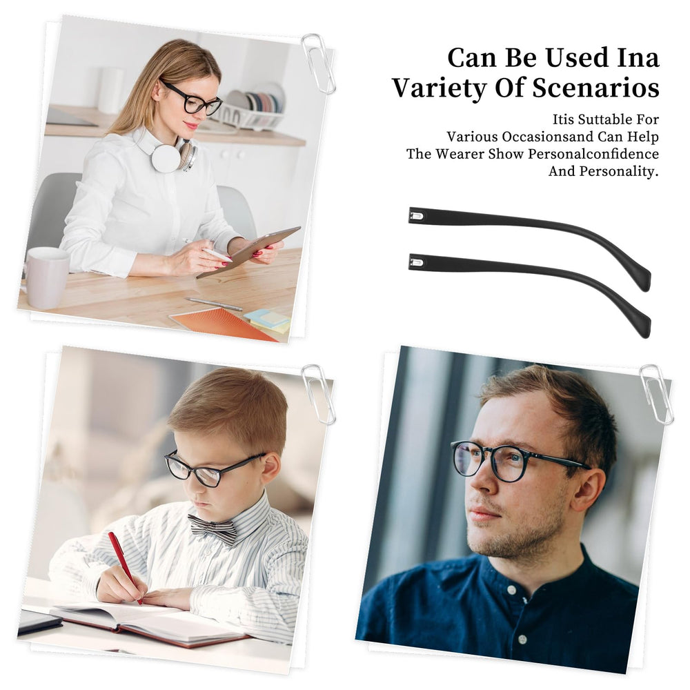 Packaging contents: temples, screws, nose pads, spacers and screwdriver