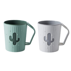 Awhale 2-piece children's mouthwash cup in green and grey with cactus pattern