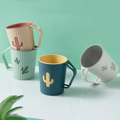 Awhale 2-piece toothbrush cup set in packaging and green-gray colors