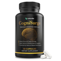 CogniSurge bottle showing Lions Mane and Shilajit ingredients