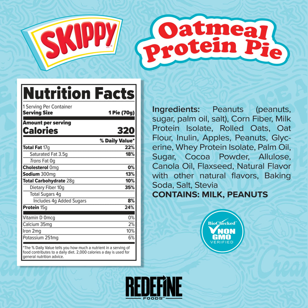 Close-up of Oatmeal Protein Pie bar with Skippy Chocolate