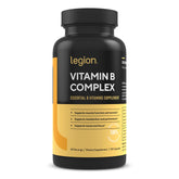 Legion Vitamin B-Complex bottle with 120 capsules on white background