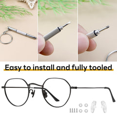 3-in-1 screwdriver and spare temple arms included in LNQ LUNIQI kit