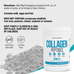 Serving size and servings information for NaturesPlus Collagen Peptides Vanilla