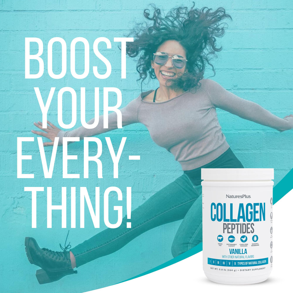 Vanilla collagen powder being stirred into liquid