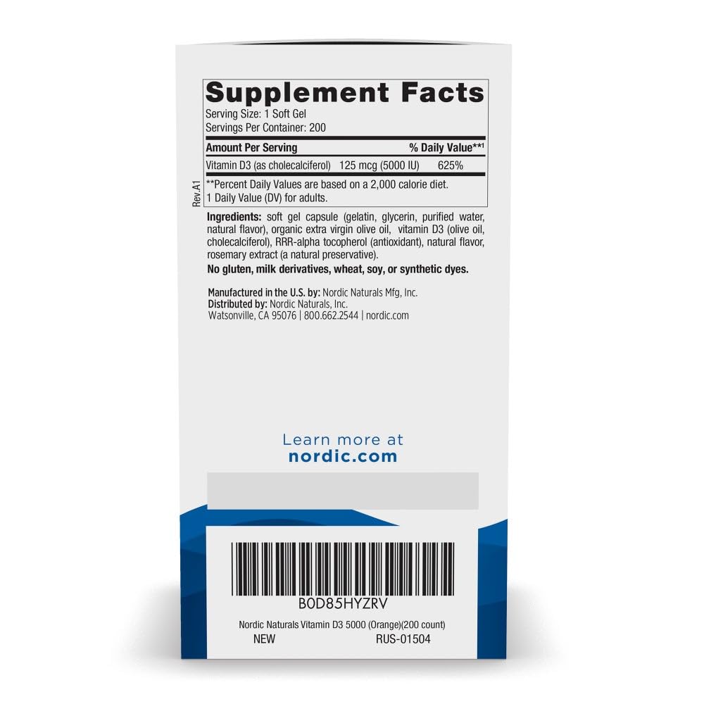 Close-up of orange-flavored Vitamin D3 mini soft gels