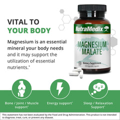 Vegan, non-GMO and gluten-free magnesium supplement label