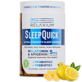 Relaxium Sleep Quick Gummy bottle with lemon flavor label